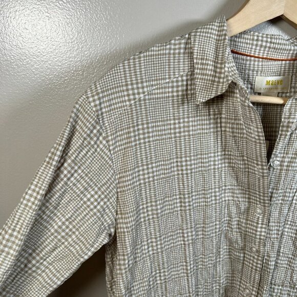 Maeve Anthropologie Maxi Tunic Top Dress Size XS Tan Button Down Neutral Casual - Picture 7 of 13